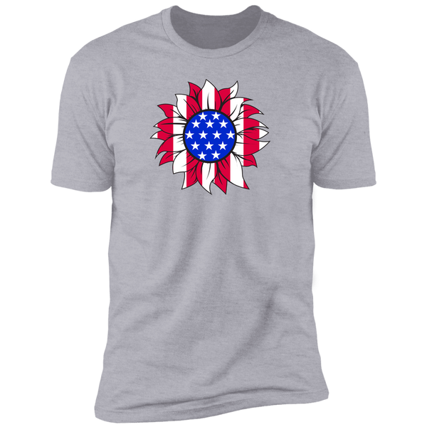 American Flag Sun Flower Short Sleeve T-Shirt