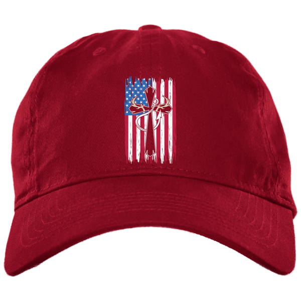 American Flag, Antlers, Fishing Hook, Cross Twill Unstructured Dad Cap