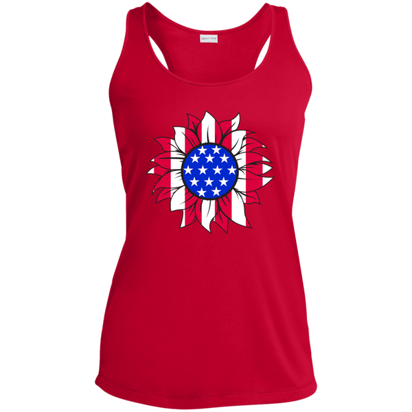 American Flag Sun Flower Racerback Tank