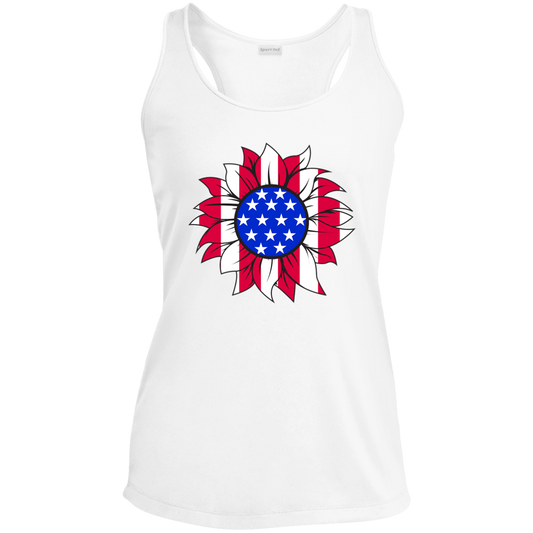 American Flag Sun Flower Racerback Tank