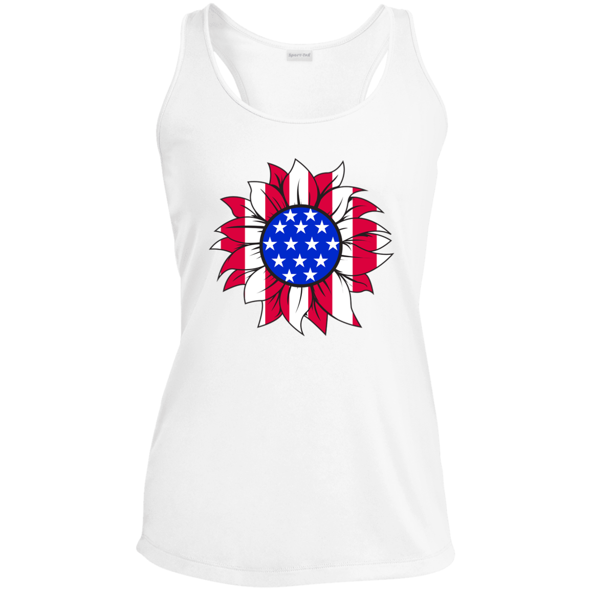 American Flag Sun Flower Racerback Tank