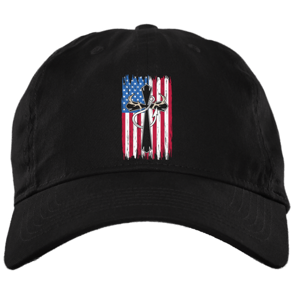 American Flag, Antlers, Fishing Hook, Cross Twill Unstructured Dad Cap