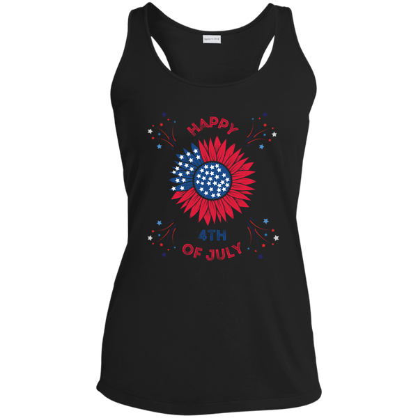 Happy 4th Of July Sun Flower Racerback Tank