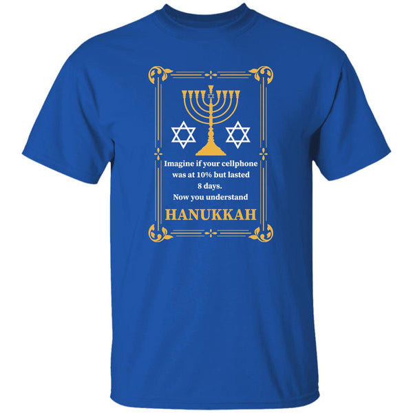 Imagine If Your Cellphone Was At 10% But Lasted 8 Days. Now You Understand Hanukkah Hanukkah & A Cellphone Relation T-Shirt