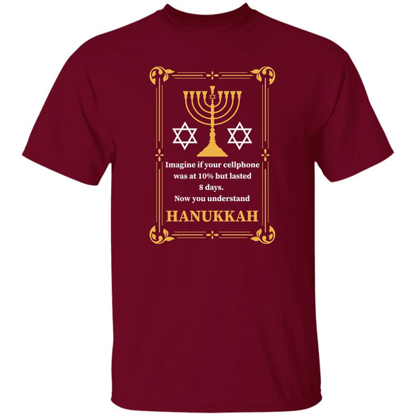 Imagine If Your Cellphone Was At 10% But Lasted 8 Days. Now You Understand Hanukkah Hanukkah & A Cellphone Relation T-Shirt