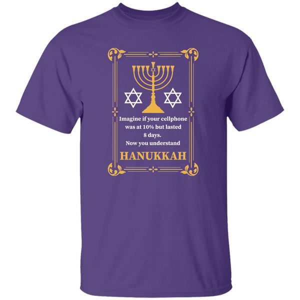 Imagine If Your Cellphone Was At 10% But Lasted 8 Days. Now You Understand Hanukkah Hanukkah & A Cellphone Relation T-Shirt