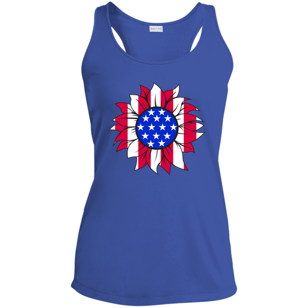 American Flag Sun Flower Racerback Tank