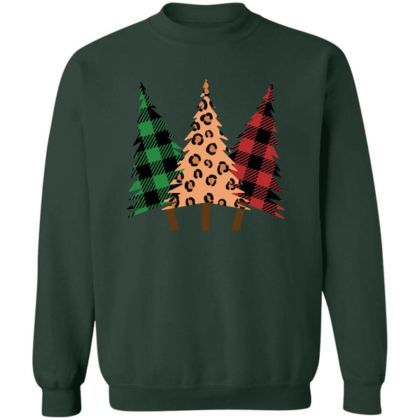 Green & Red Plade & Cheetah Trees Christmas Trees T-Shirt