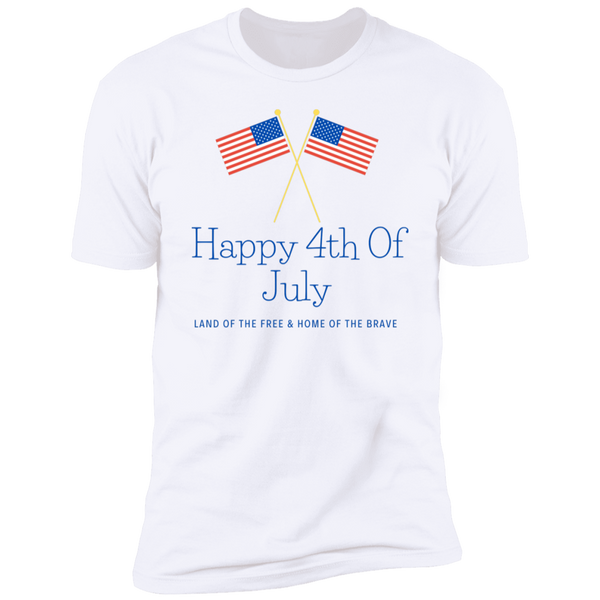 Happy 4th Of July Land of The Free & Home of The Brave w/ USA Flags Short Sleeve T-Shirt