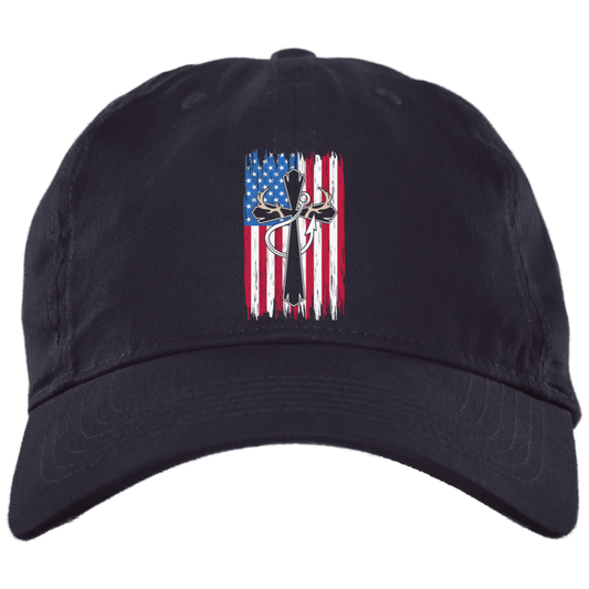 American Flag, Antlers, Fishing Hook, Cross Twill Unstructured Dad Cap