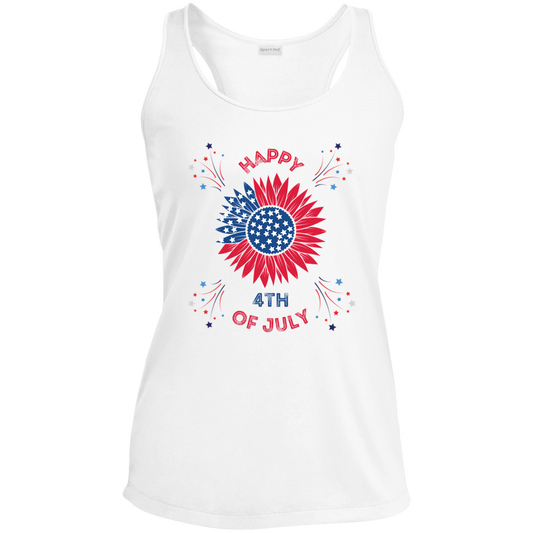 Happy 4th Of July Sun Flower Racerback Tank