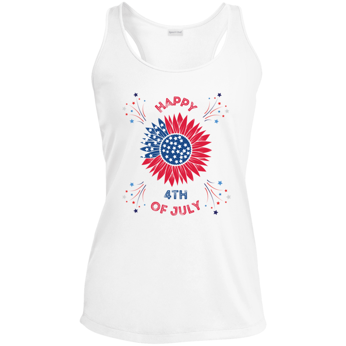 Happy 4th Of July Sun Flower Racerback Tank