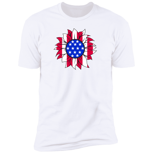 American Flag Sun Flower Short Sleeve T-Shirt