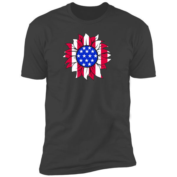 American Flag Sun Flower Short Sleeve T-Shirt