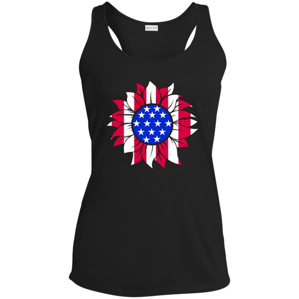 American Flag Sun Flower Racerback Tank