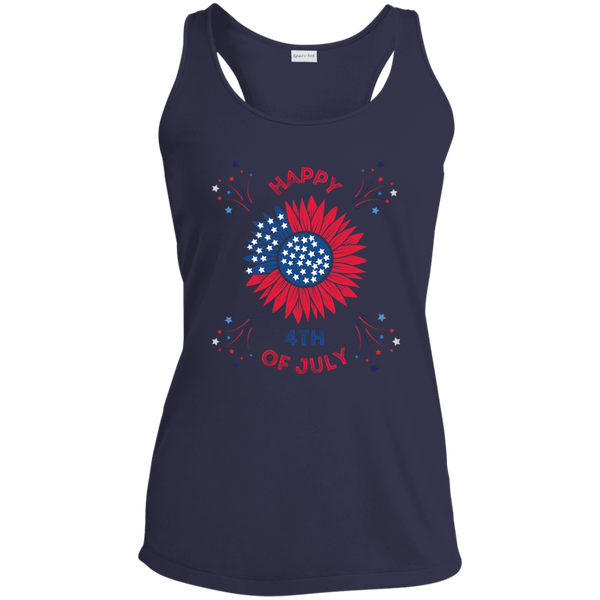 Happy 4th Of July Sun Flower Racerback Tank