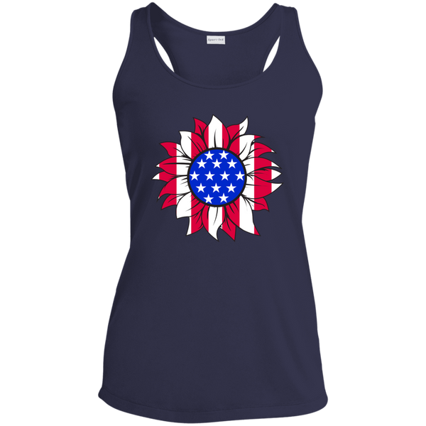 American Flag Sun Flower Racerback Tank