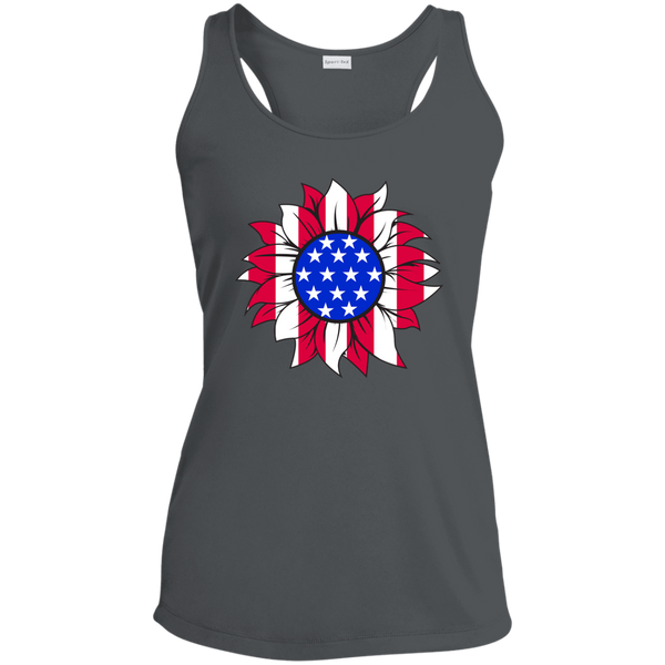 American Flag Sun Flower Racerback Tank