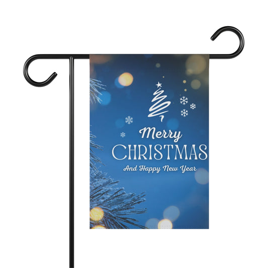 Merry Christmas And Happy New Year Blue Tree Banner