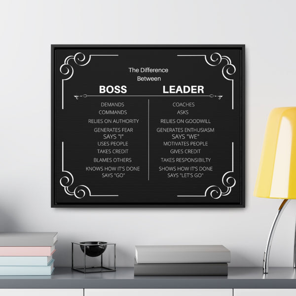 Be A Leader Not A Boss Canvas W/ Frame