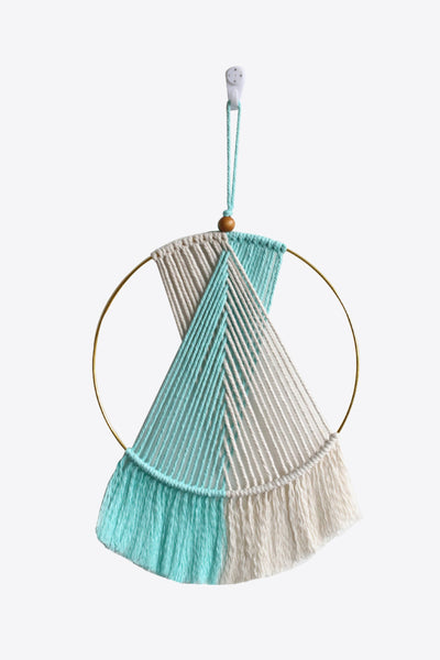 Contrast Fringe Round Macrame Wall Hanging