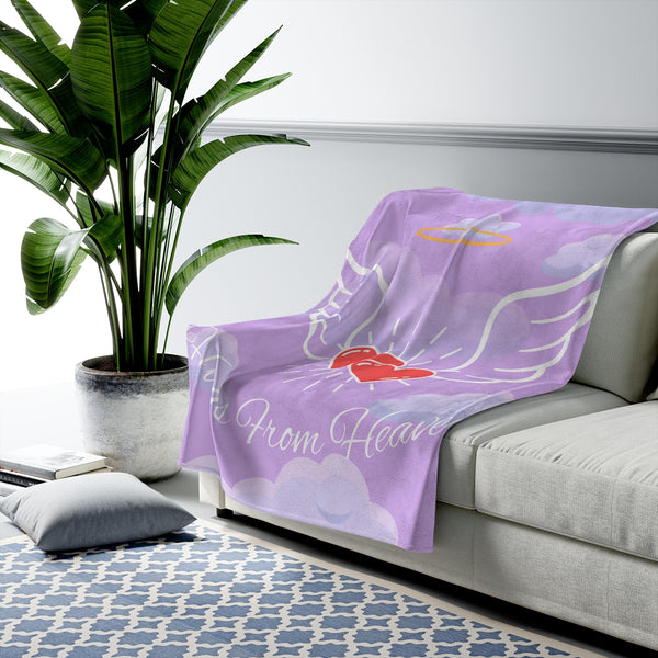 Hugs From Heaven Purple w/ White Wording Blanket