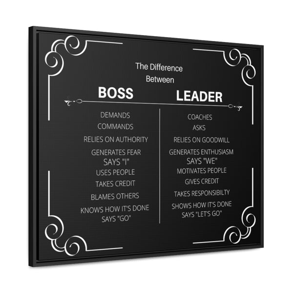 Be A Leader Not A Boss Canvas W/ Frame