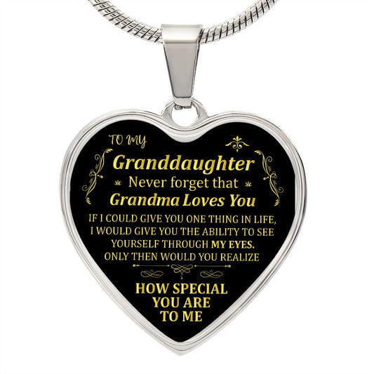 To My Granddaughter | Grandma Loves You | Heart - Luxury Necklace