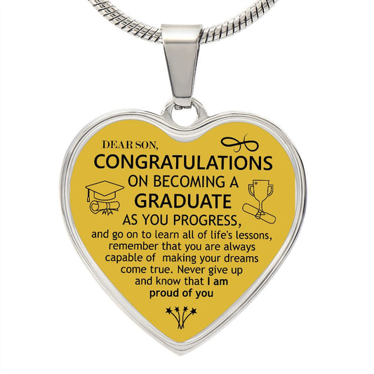 Dear Son | Congratulations On Graduating | Heart - Luxury Necklace
