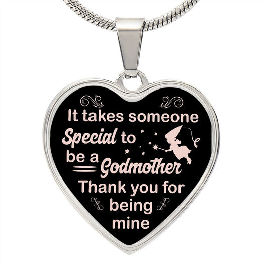 It Takes Someone Special To Be A Godmother | Heart - Luxury Necklace