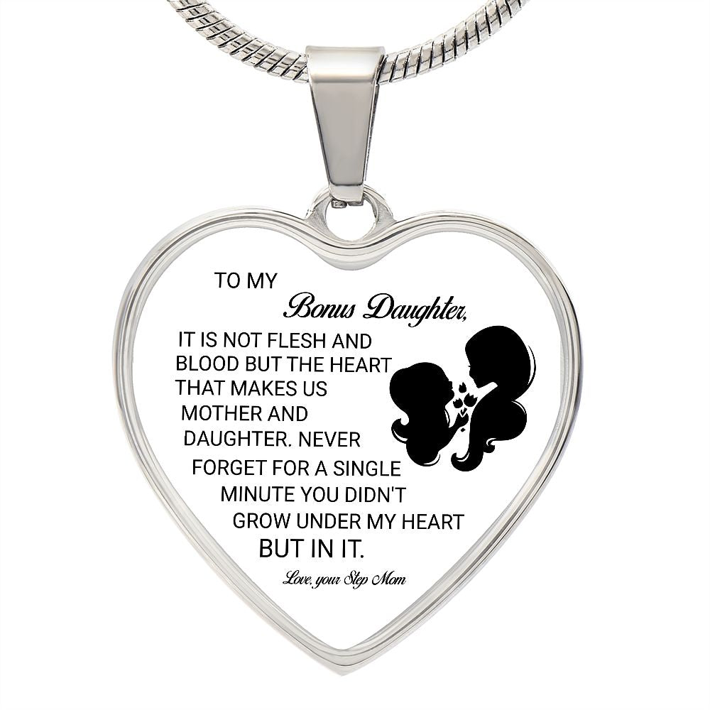 To My Bonus Daughter | Love Your Step Mom | Heart - Luxury Necklace