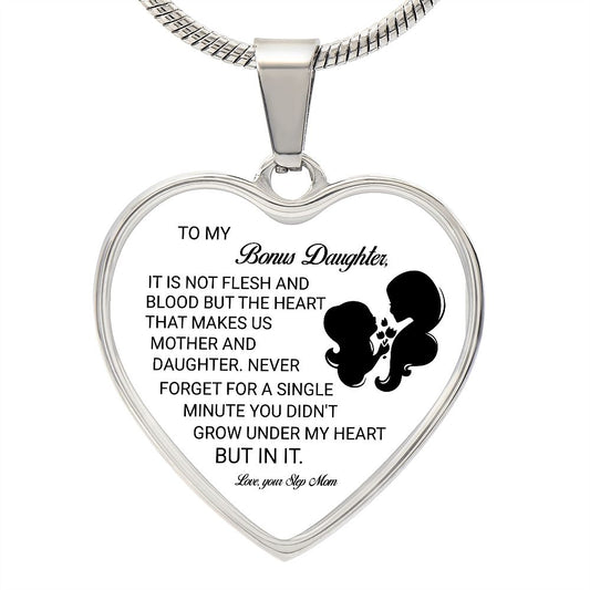 To My Bonus Daughter | Love Your Step Mom | Heart - Luxury Necklace