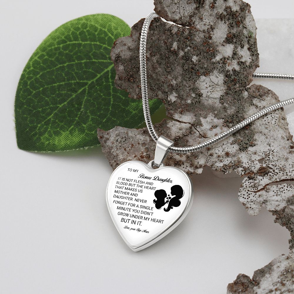 To My Bonus Daughter | Love Your Step Mom | Heart - Luxury Necklace