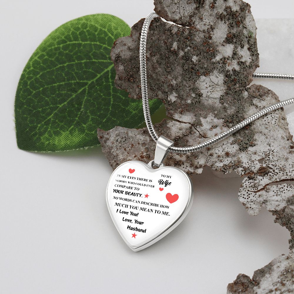 To My Wife | Love Your Husband | Heart - Luxury Necklace