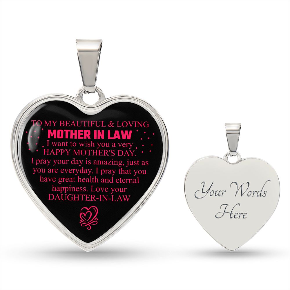 To My Beautiful & Loving Mother-In-Law | From A Daughter-In-Law | Heart - Luxury Necklace