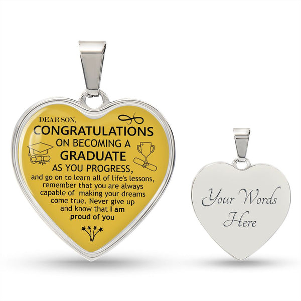 Dear Son | Congratulations On Graduating | Heart - Luxury Necklace