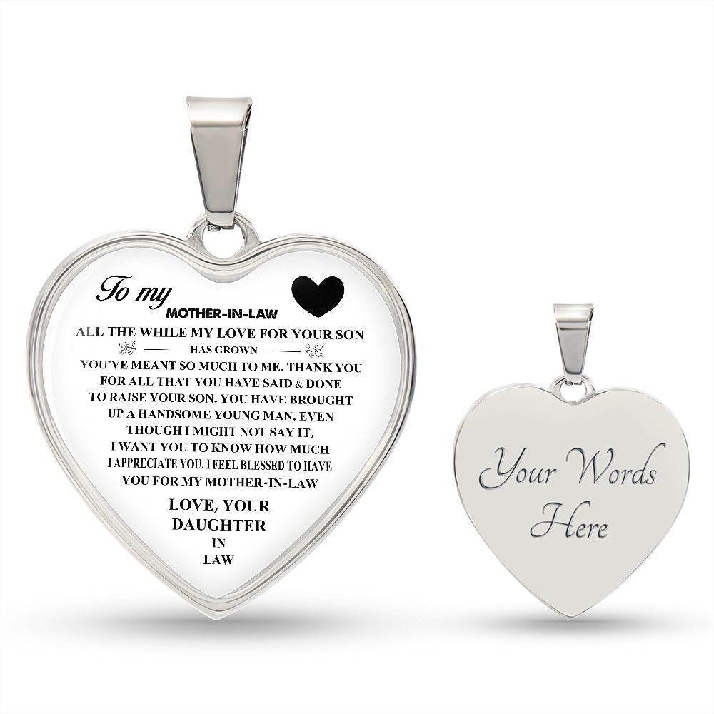 To My Mother-In-Law | Love Your Daughter-In-Law | Heart - Luxury Necklace