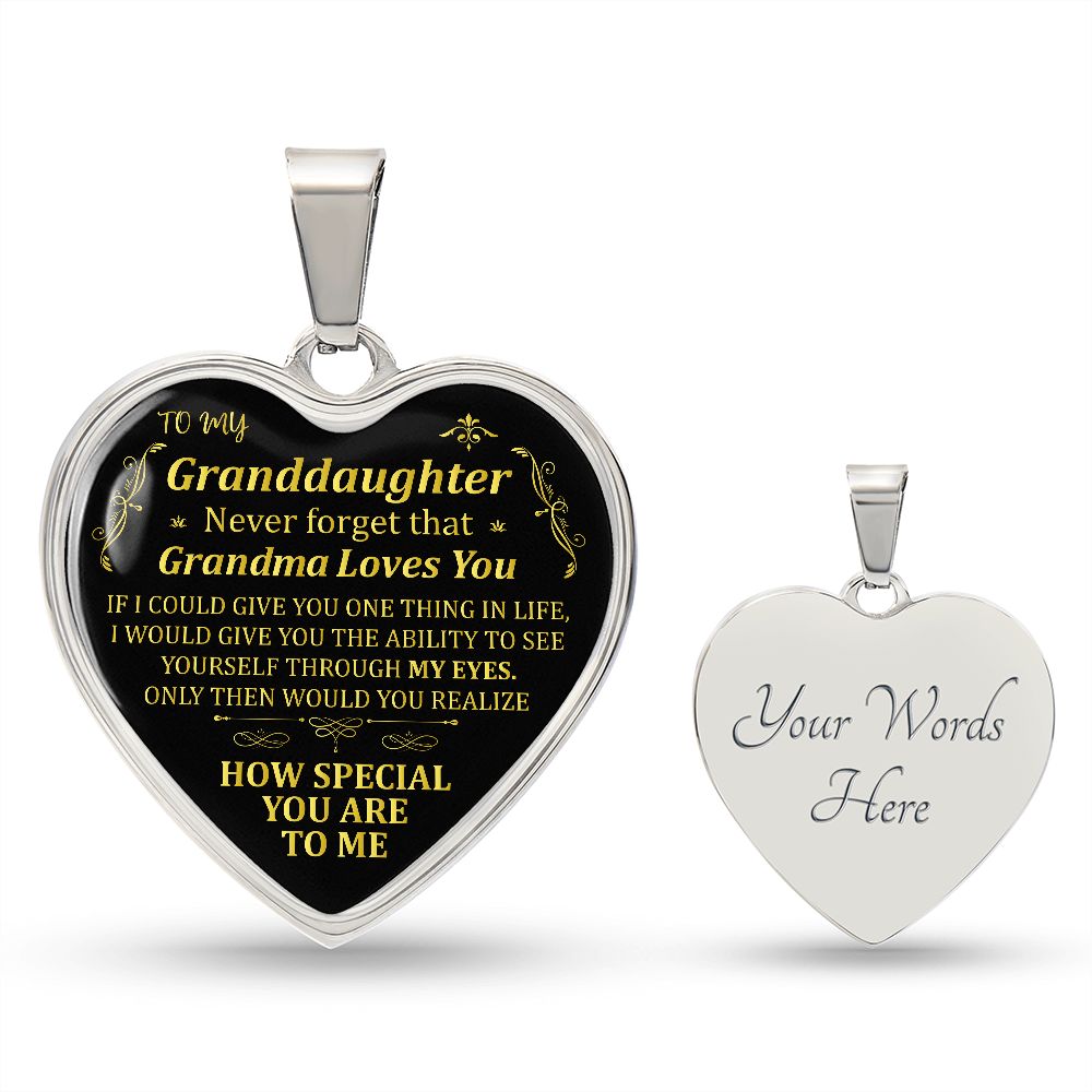 To My Granddaughter | Grandma Loves You | Heart - Luxury Necklace