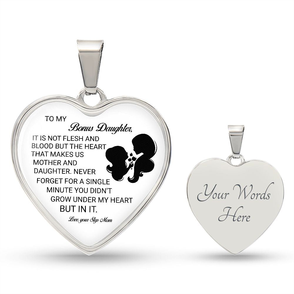 To My Bonus Daughter | Love Your Step Mom | Heart - Luxury Necklace