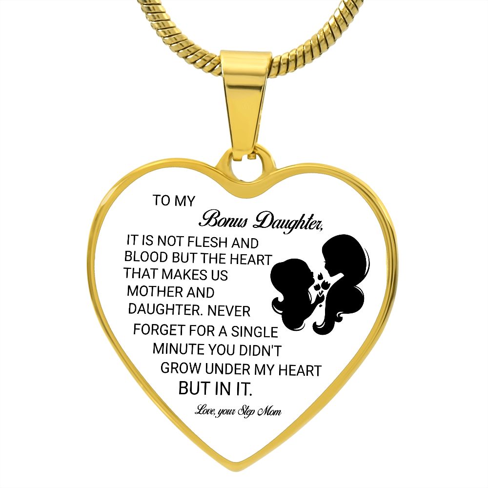 To My Bonus Daughter | Love Your Step Mom | Heart - Luxury Necklace