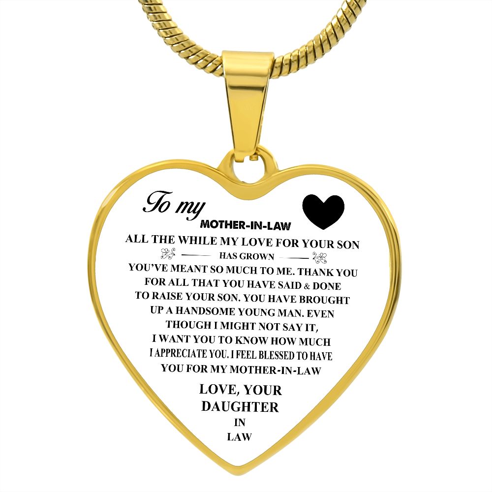 To My Mother-In-Law | Love Your Daughter-In-Law | Heart - Luxury Necklace
