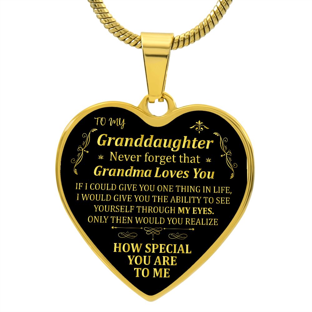To My Granddaughter | Grandma Loves You | Heart - Luxury Necklace