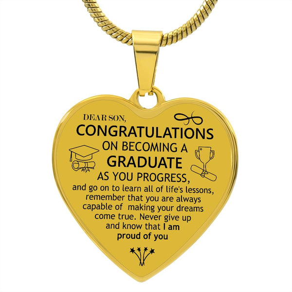 Dear Son | Congratulations On Graduating | Heart - Luxury Necklace
