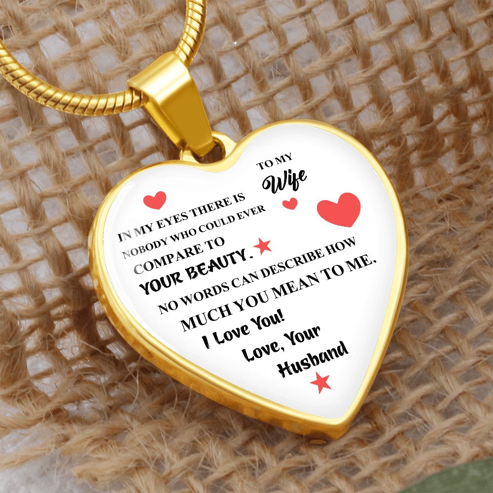 To My Wife | Love Your Husband | Heart - Luxury Necklace