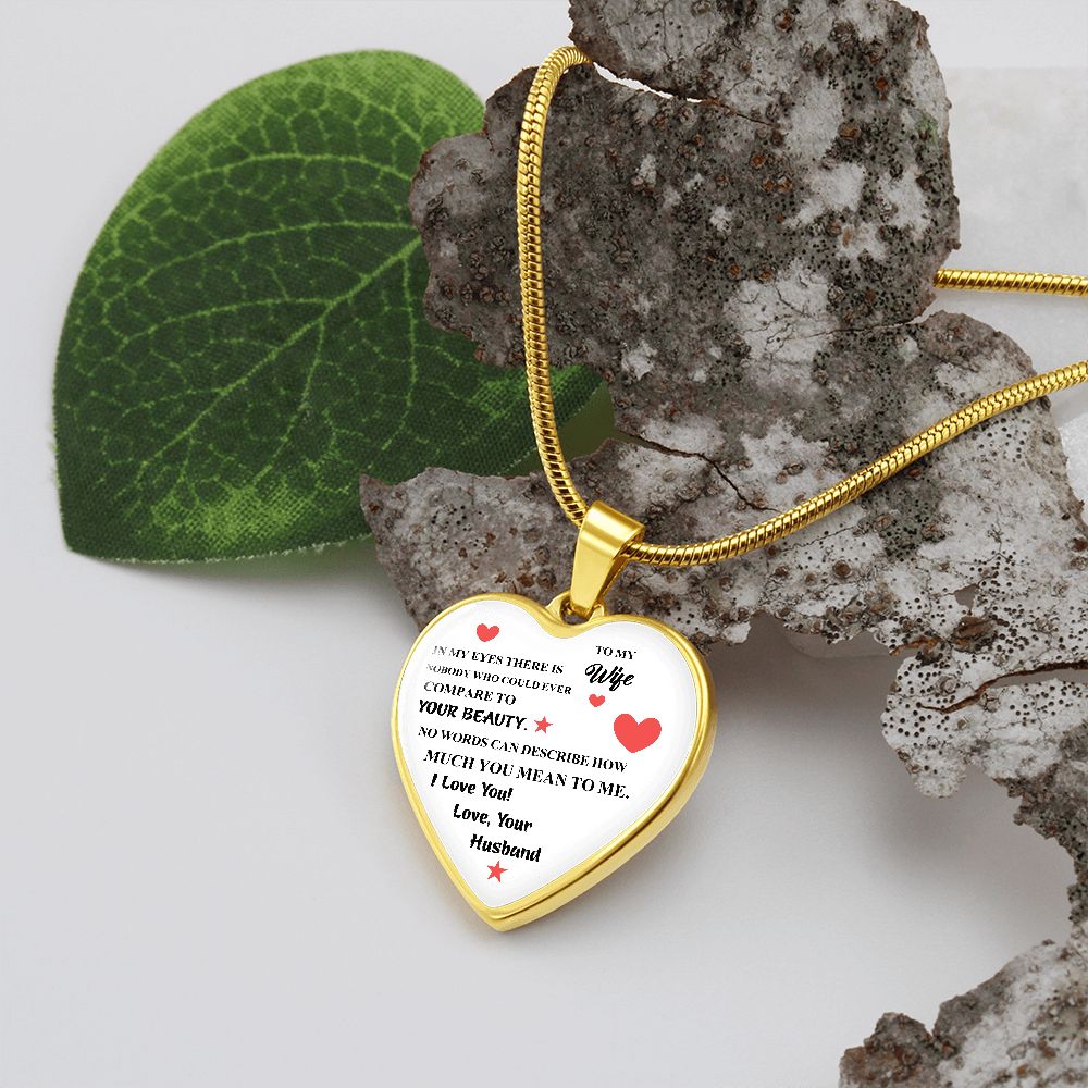 To My Wife | Love Your Husband | Heart - Luxury Necklace