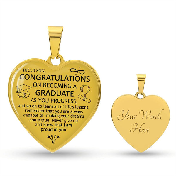 Dear Son | Congratulations On Graduating | Heart - Luxury Necklace