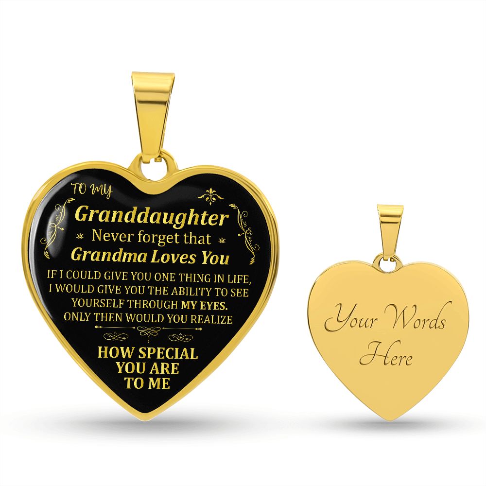 To My Granddaughter | Grandma Loves You | Heart - Luxury Necklace