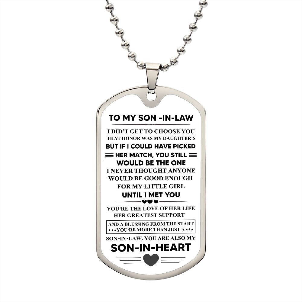 To My Son-In-Law | You Are My Son-In-Heart | Luxury Dog Tag