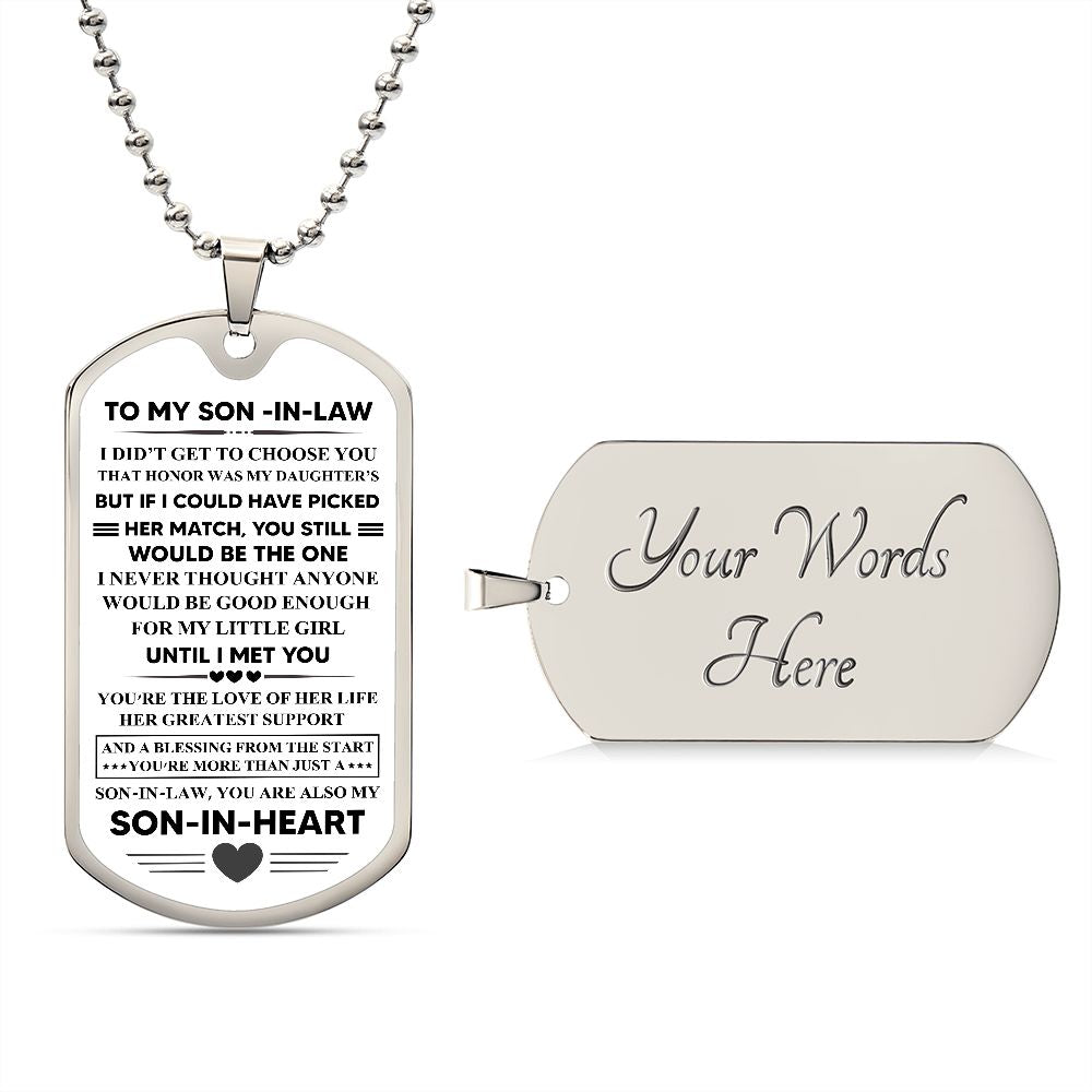 To My Son-In-Law | You Are My Son-In-Heart | Luxury Dog Tag
