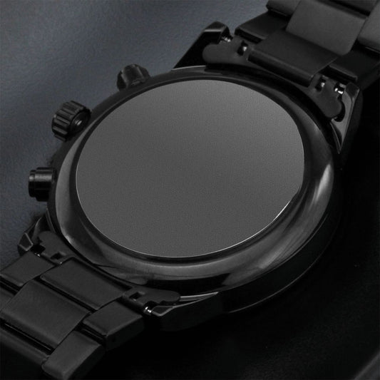 To My Husband | Love You | Engraved Design Black Chronograph Watch